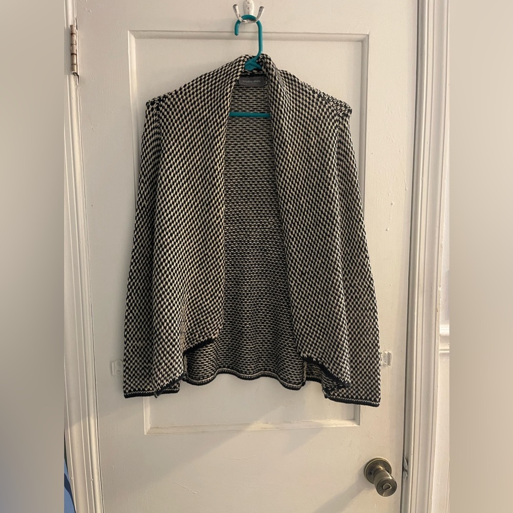 Wooden Ships Womens Open Front Cardigan Sweater Size XS/S Black Ivory